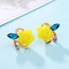 Crystal Rose Stud Earrings -