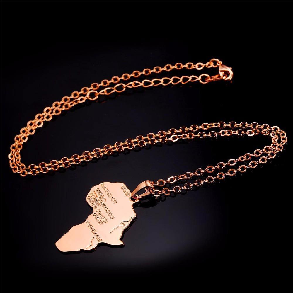 Africa Continent Map Pendant &amp; Necklace -