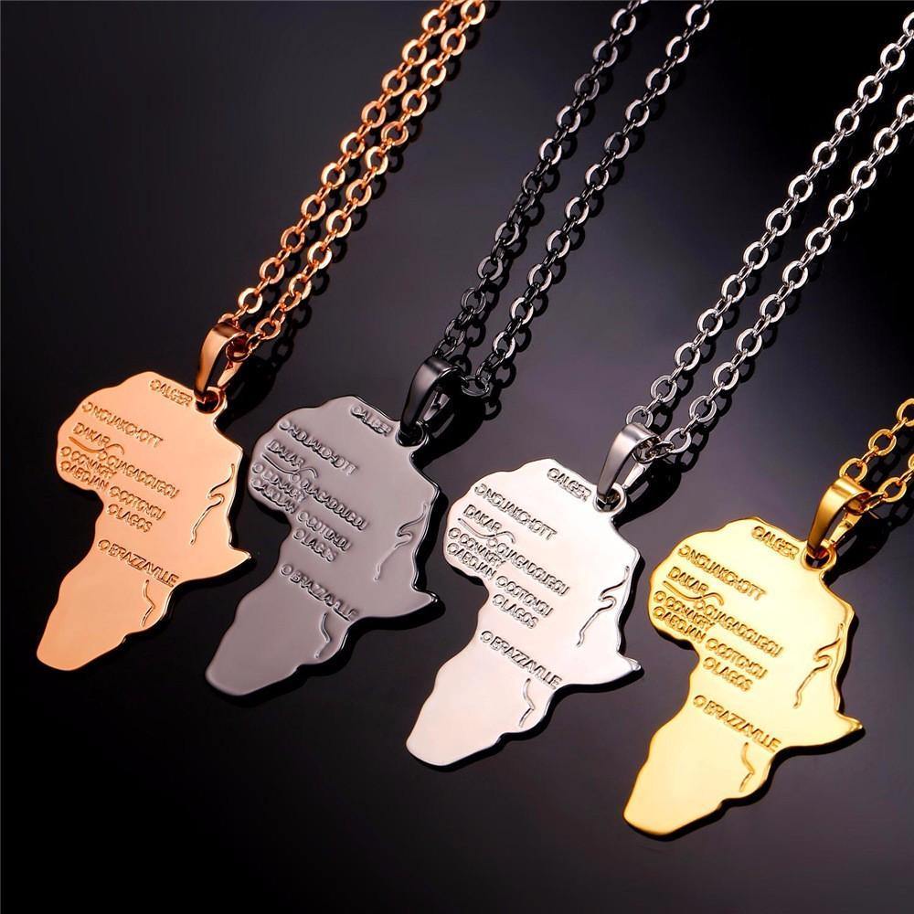 Africa Continent Map Pendant & Necklace -