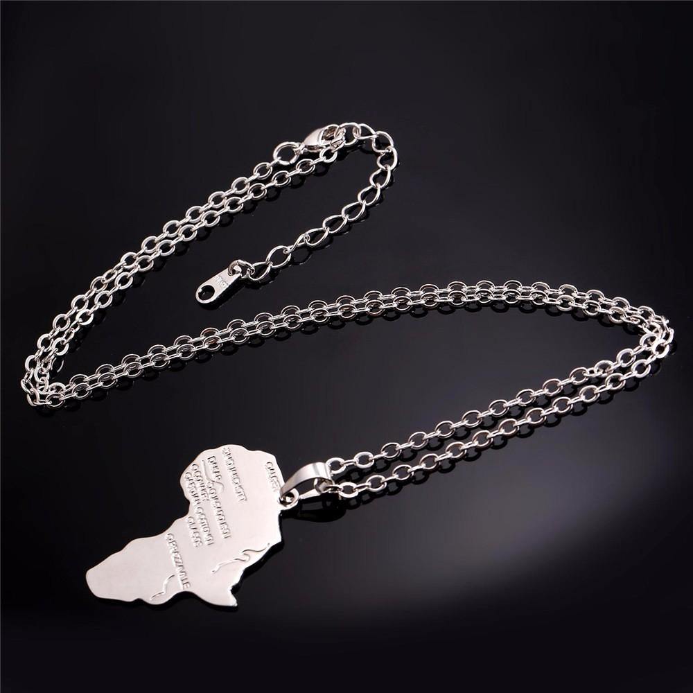Africa Continent Map Pendant &amp; Necklace -