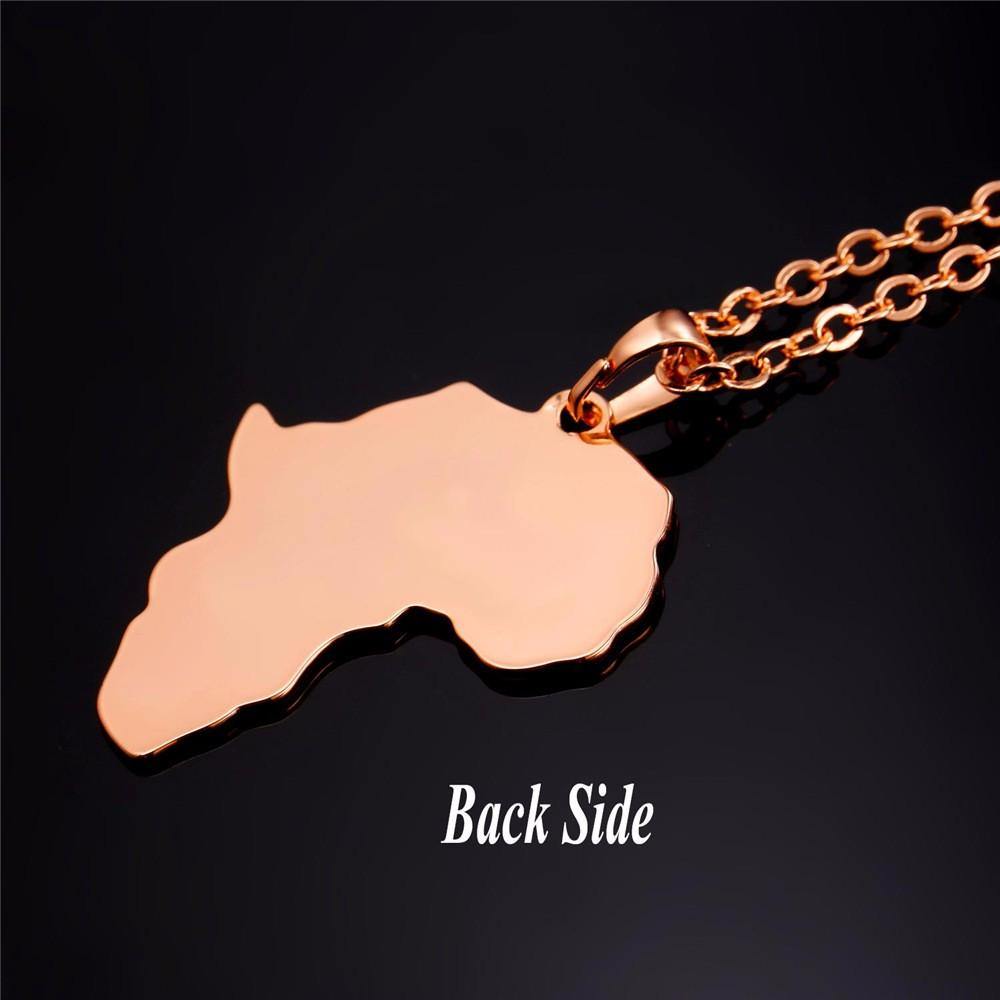 Africa Continent Map Pendant &amp; Necklace -
