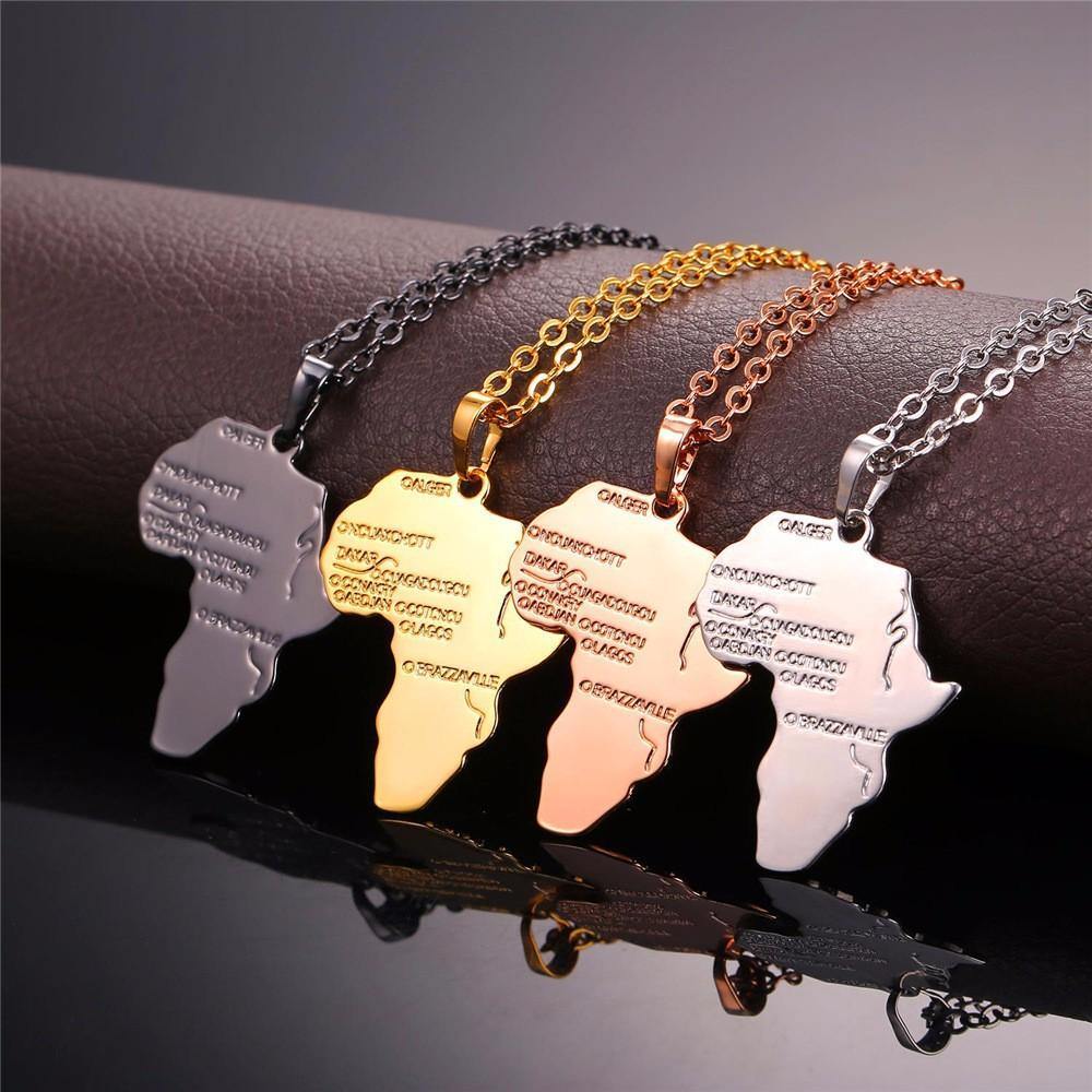 Africa Continent Map Pendant & Necklace -