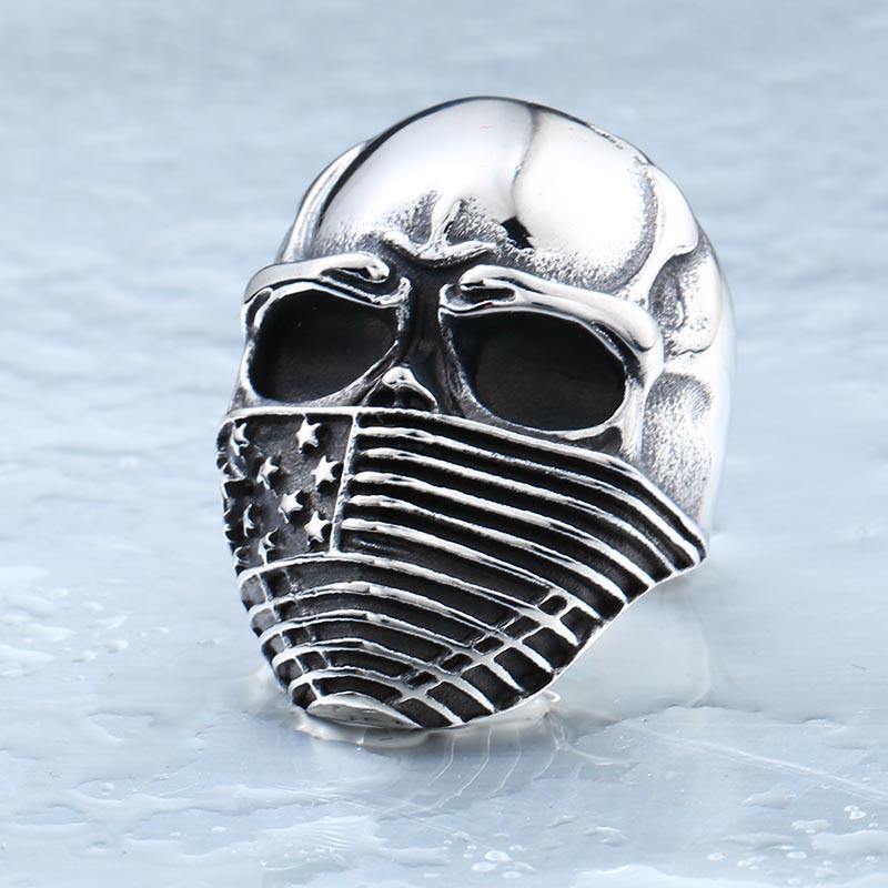American Flag Skull Ring -