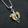 14k Yellow Gold & Rhodium Heart With Angel Wings Pendant - 18.9x19.5mm, Polished, Gift For Women