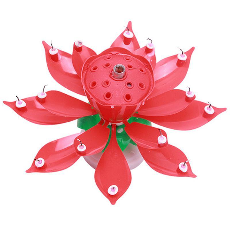Beautiful Blossom Lotus Birthday Rotating Music Candle -