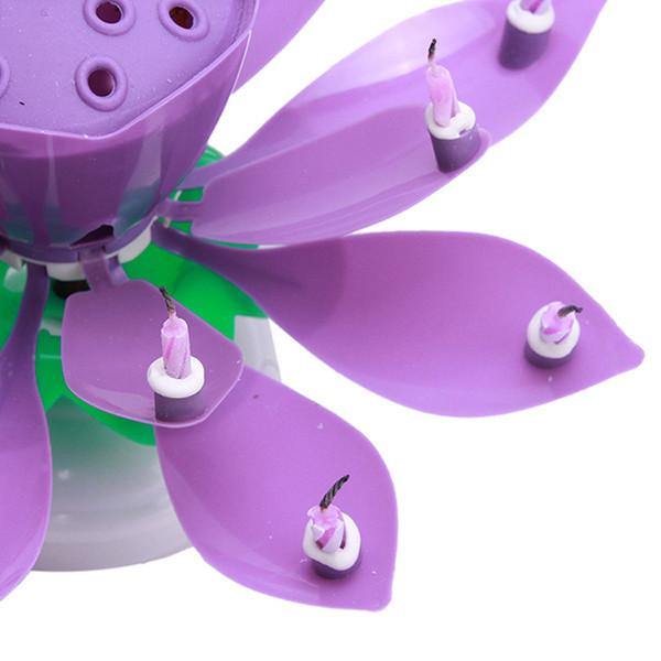 Beautiful Blossom Lotus Birthday Rotating Music Candle -