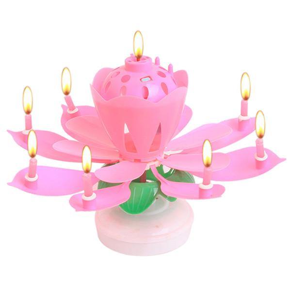 Beautiful Blossom Lotus Birthday Rotating Music Candle -