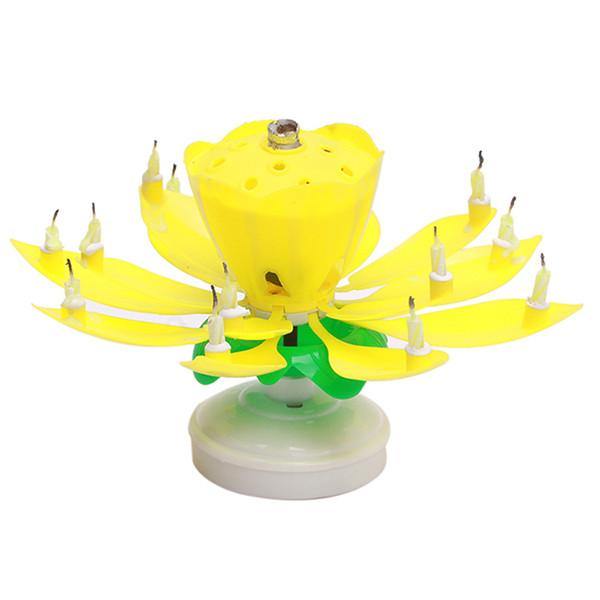 Beautiful Blossom Lotus Birthday Rotating Music Candle -
