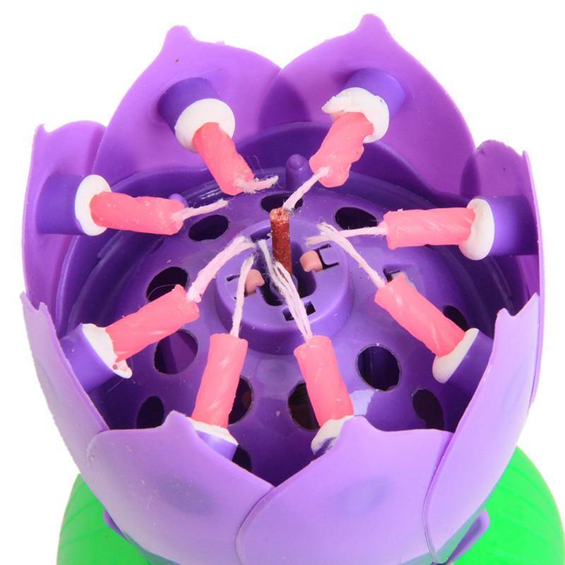 Beautiful Blossom Lotus Birthday Rotating Music Candle -