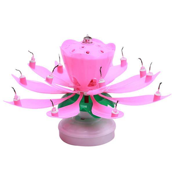 Beautiful Blossom Lotus Birthday Rotating Music Candle -