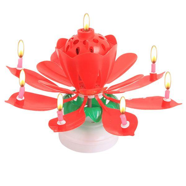 Beautiful Blossom Lotus Birthday Rotating Music Candle -