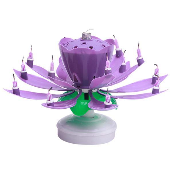 Beautiful Blossom Lotus Birthday Rotating Music Candle -