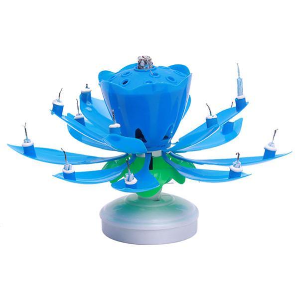 Beautiful Blossom Lotus Birthday Rotating Music Candle -