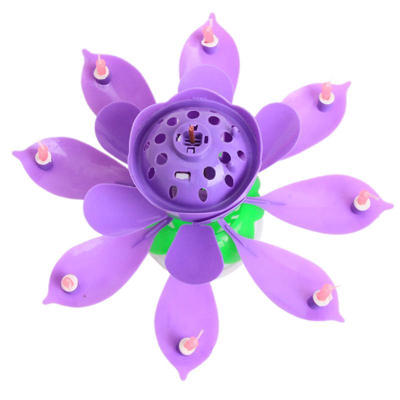 Beautiful Blossom Lotus Birthday Rotating Music Candle -