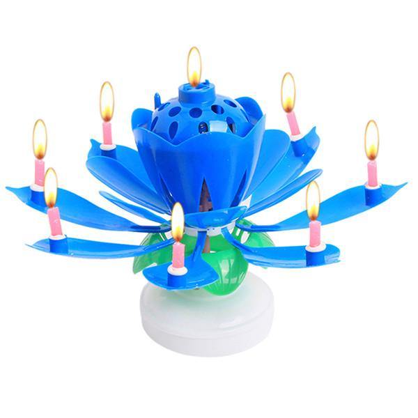Beautiful Blossom Lotus Birthday Rotating Music Candle -