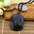 Black Obsidian Wolf Head Pendant -
