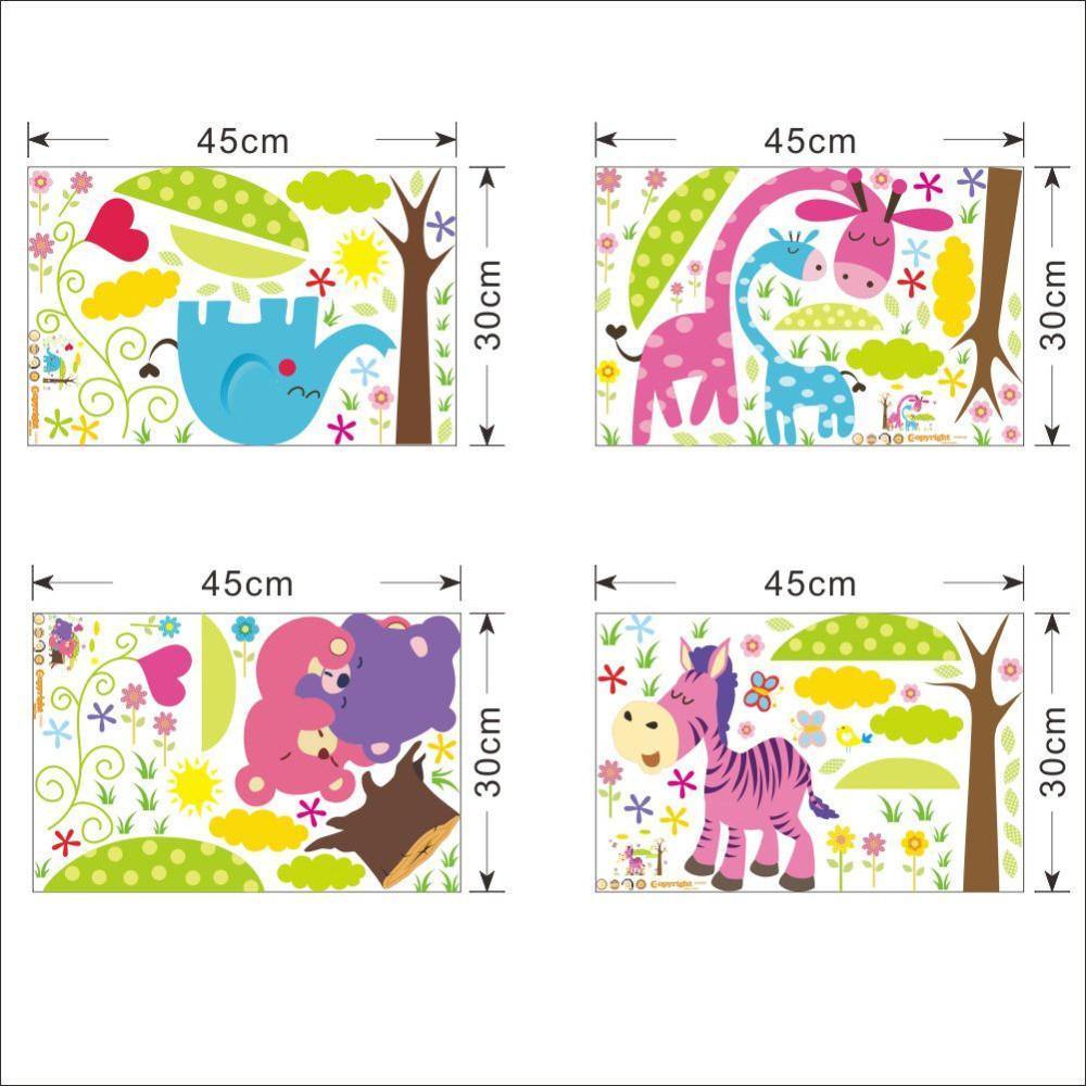 Cartoon Animal Forest 3D Wall Stickers Decals for Nursery and Kids Room Decoration -