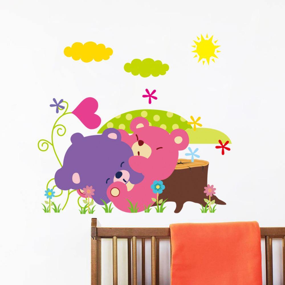 Cartoon Animal Forest 3D Wall Stickers Decals for Nursery and Kids Room Decoration -