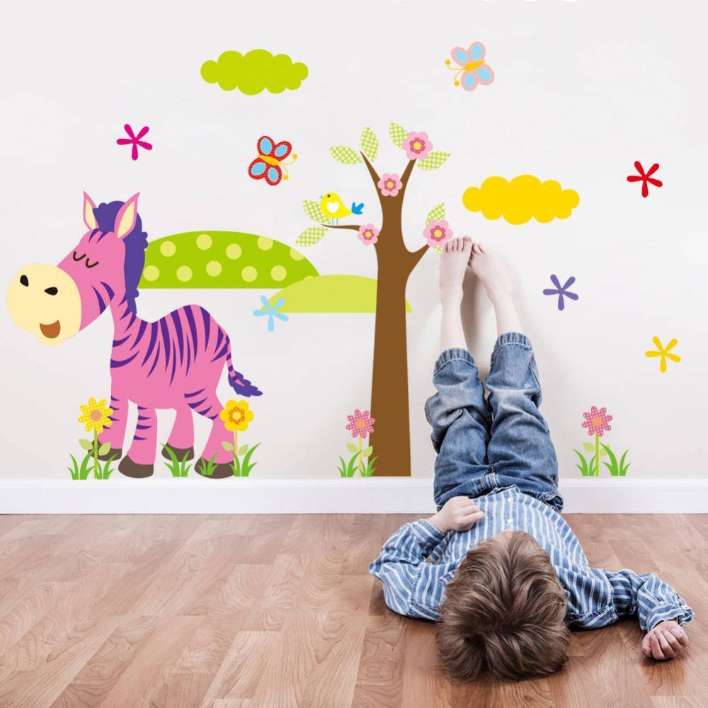 Cartoon Animal Forest 3D Wall Stickers Decals for Nursery and Kids Room Decoration -