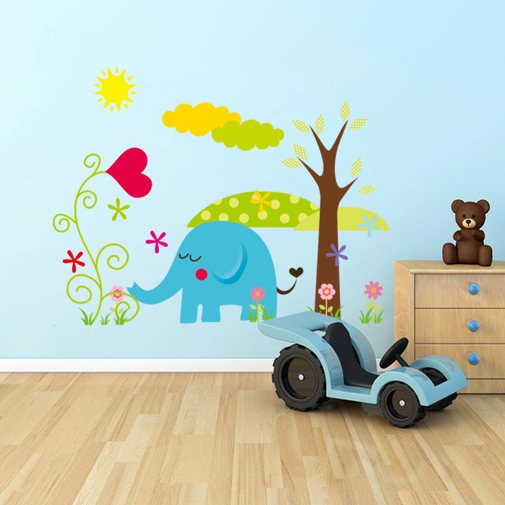 Cartoon Animal Forest 3D Wall Stickers Decals for Nursery and Kids Room Decoration -