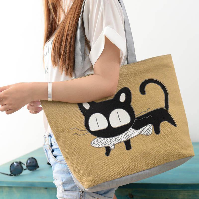 Cartoon Cat Tote Bag -