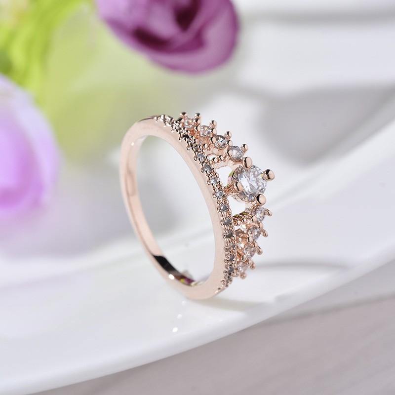 CZ Crystal Crown Ring -