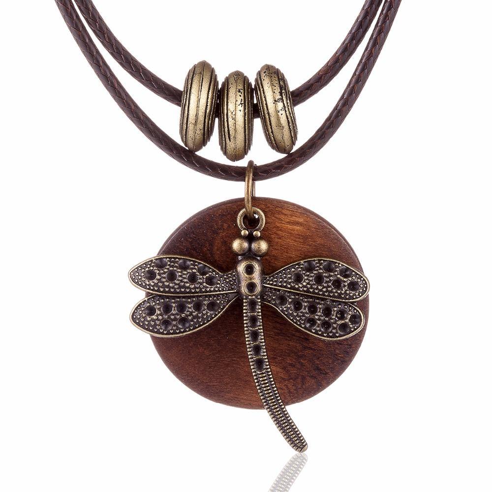 Dragonfly Wooden Pendant & Necklace -