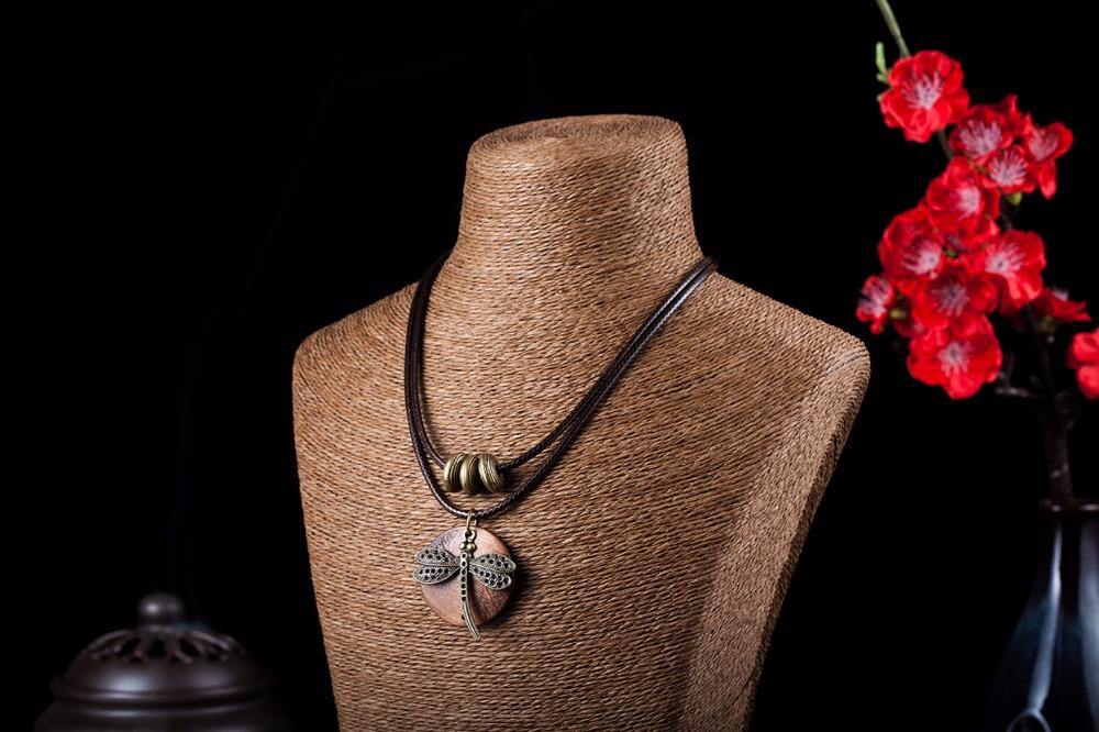 Dragonfly Wooden Pendant &amp; Necklace -