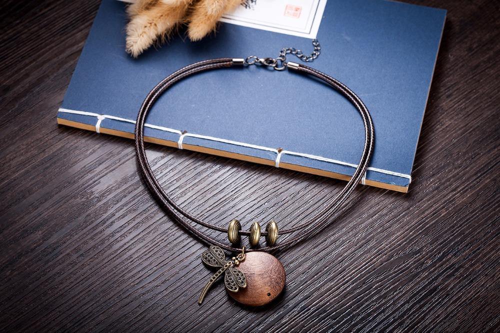 Dragonfly Wooden Pendant &amp; Necklace -