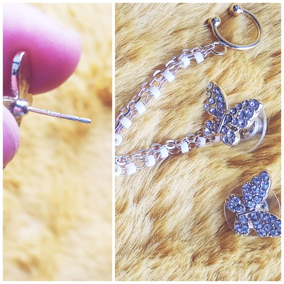 Elegant Rhinestone Butterfly Stud Earrings -