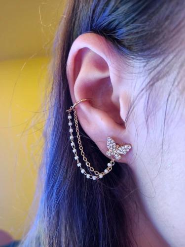 Elegant Rhinestone Butterfly Stud Earrings -