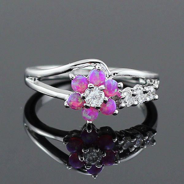 Flower Fire Opal Ring -