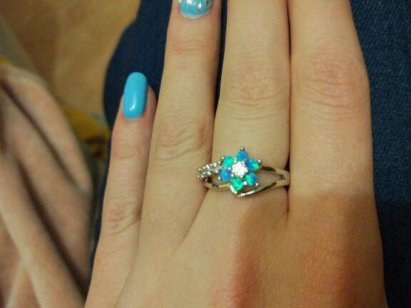 Flower Fire Opal Ring -