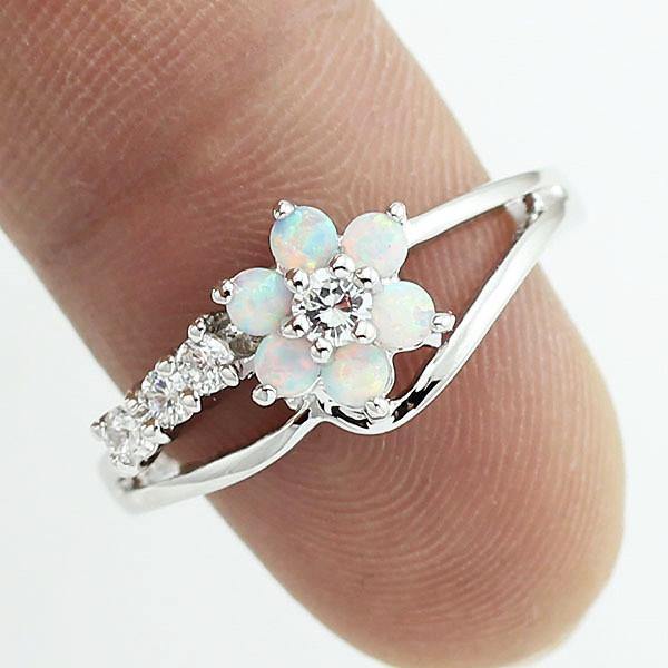 Flower Fire Opal Ring -