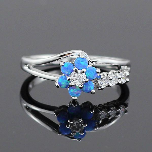 Flower Fire Opal Ring -