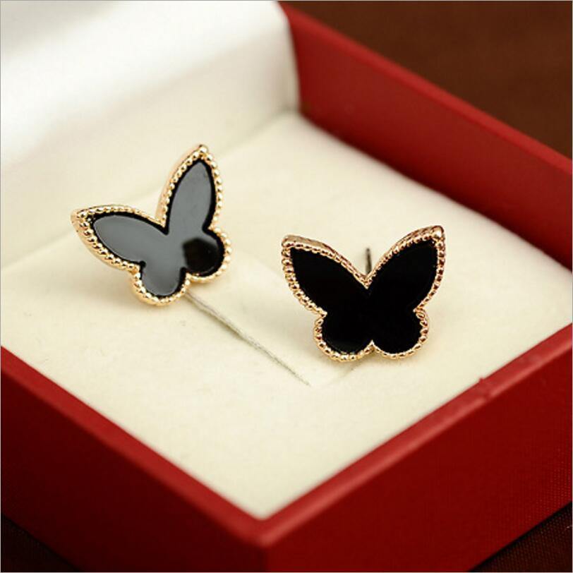 Gold Plated Butterfly Stud Earrings -