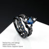 Heart &amp; Crown Black Gold Ring Set -