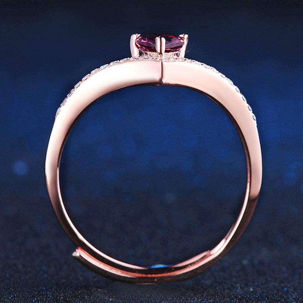 Natural Heart Cut Red Garnet Ring -