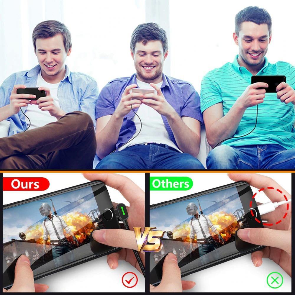 Right Angle USB Charging Cable For iPhone & Samsung Phones -