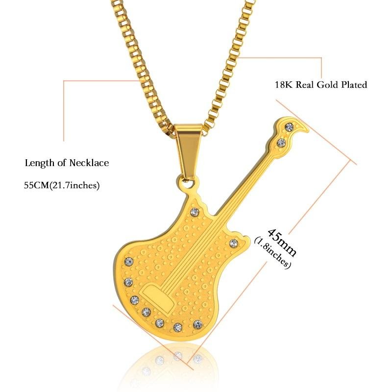 Rock Guitar Pendant With Necklace -