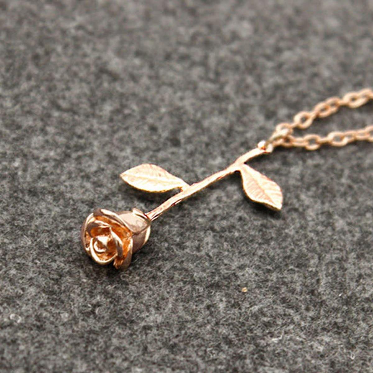 Rose Flower Pendant &amp; Chain Necklace -