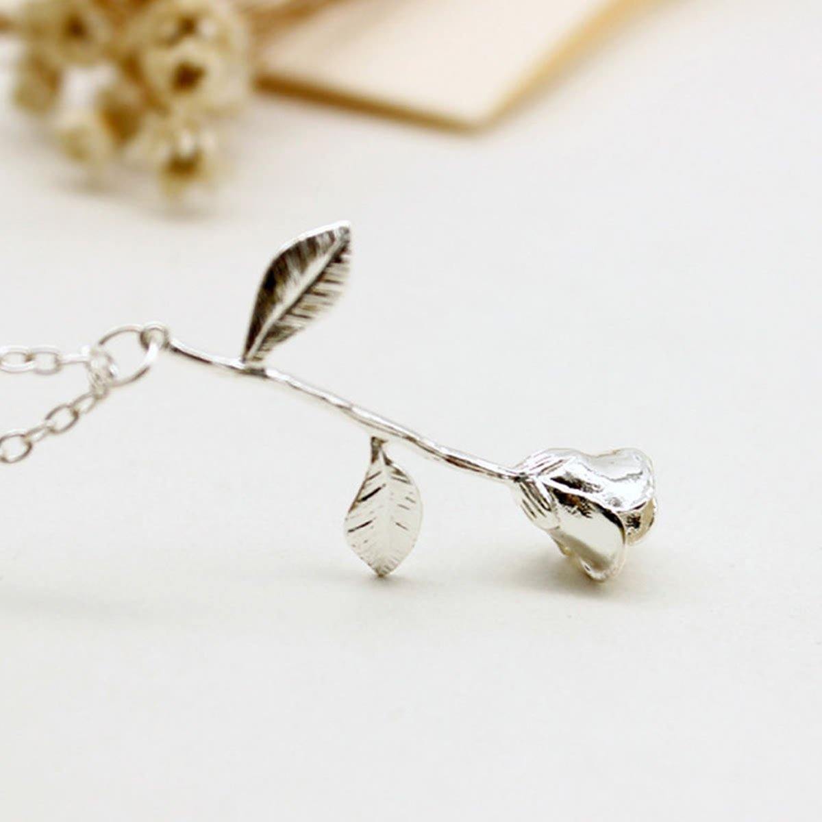 Rose Flower Pendant &amp; Chain Necklace -