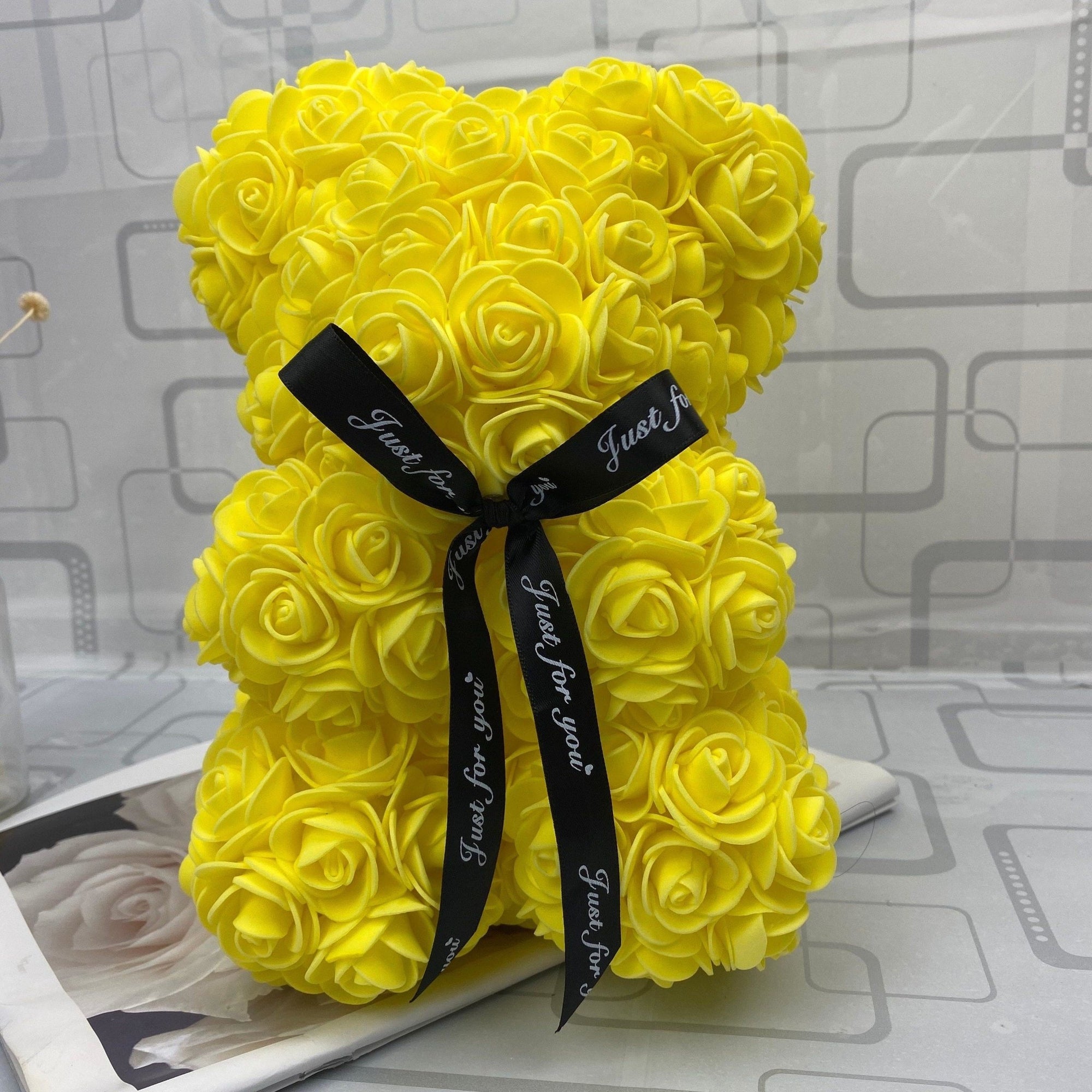 Rose Teddy Bear With Artificial Flowers - 14:771
