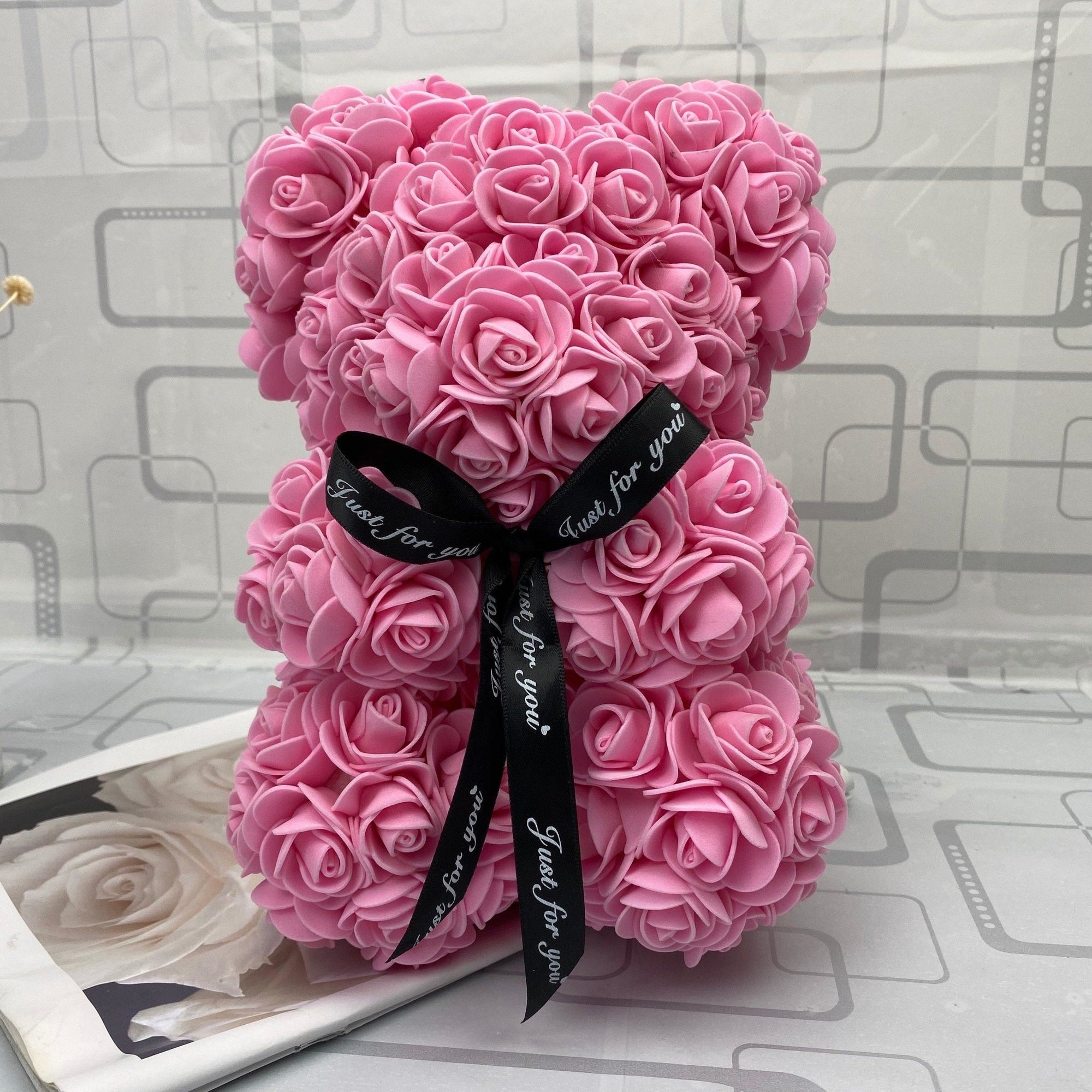 Rose Teddy Bear With Artificial Flowers - 14:771