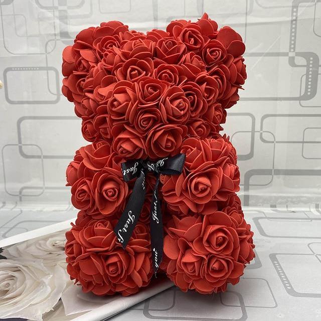 Rose Teddy Bear With Artificial Flowers - 14:200003699