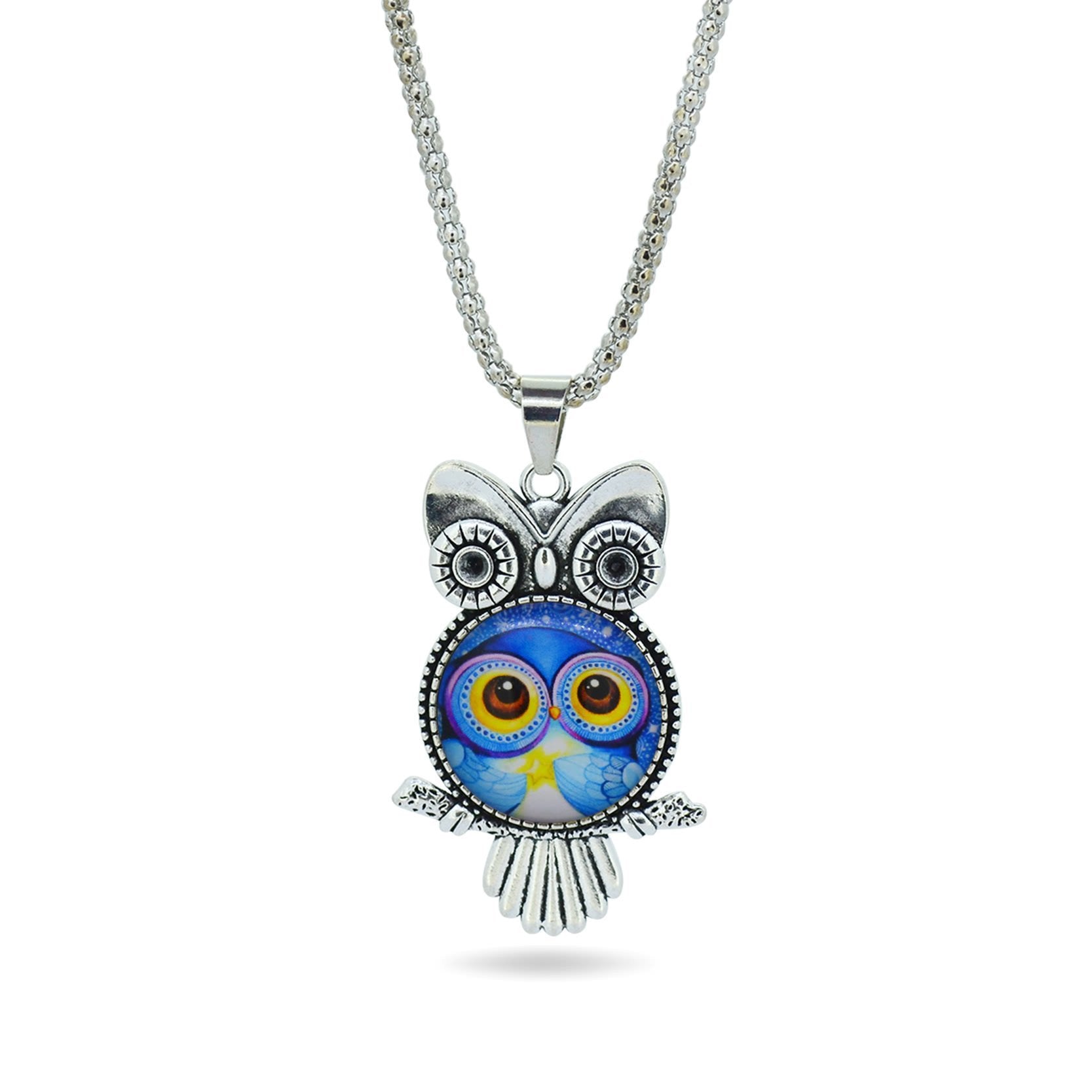 Stainless Steel Owl Pendant Necklace -