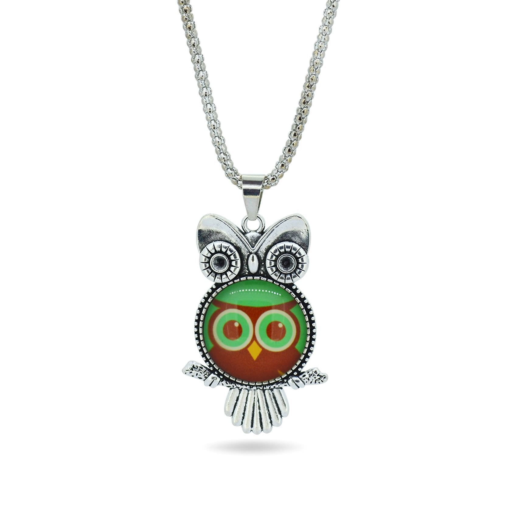 Stainless Steel Owl Pendant Necklace -