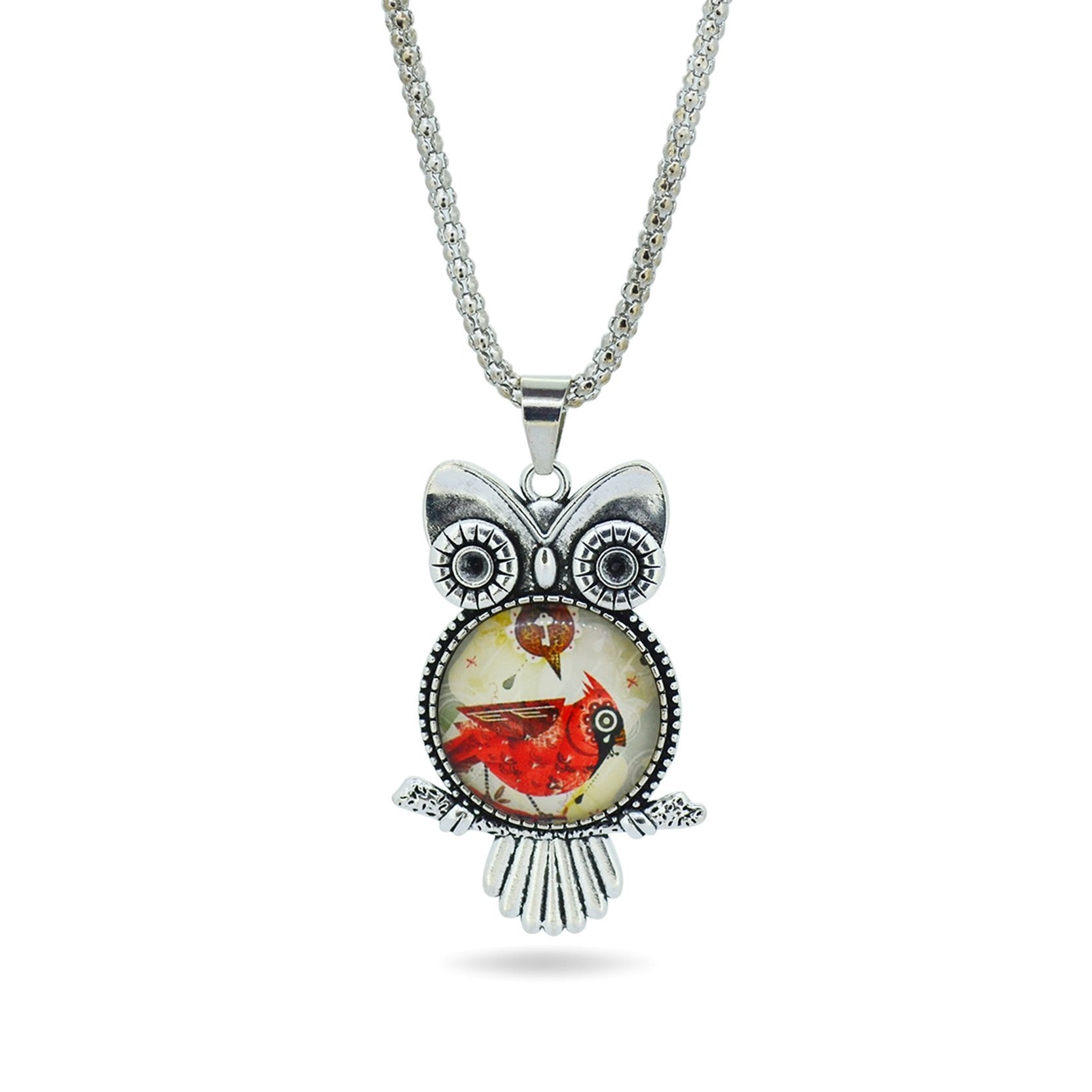 Stainless Steel Owl Pendant Necklace -