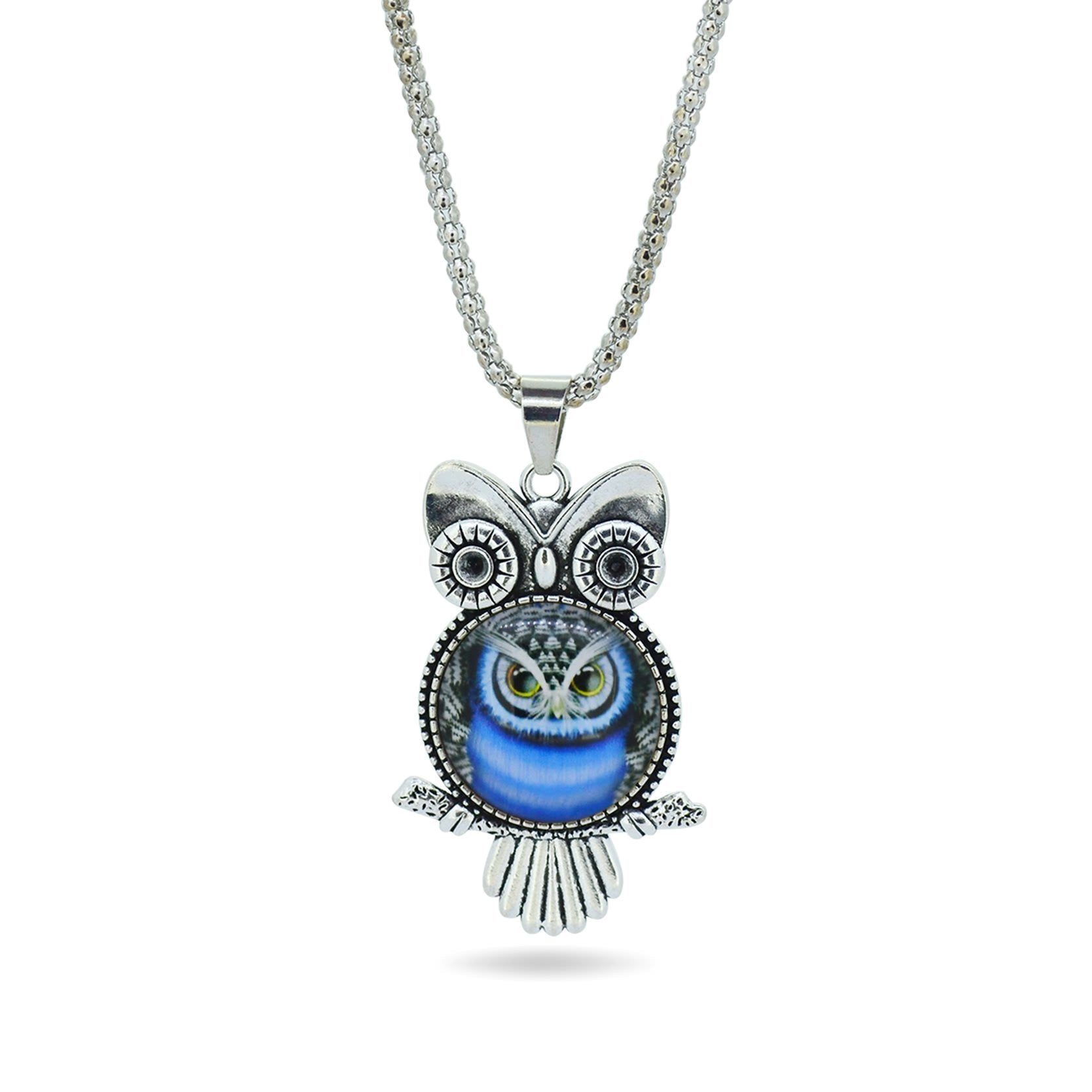Stainless Steel Owl Pendant Necklace -