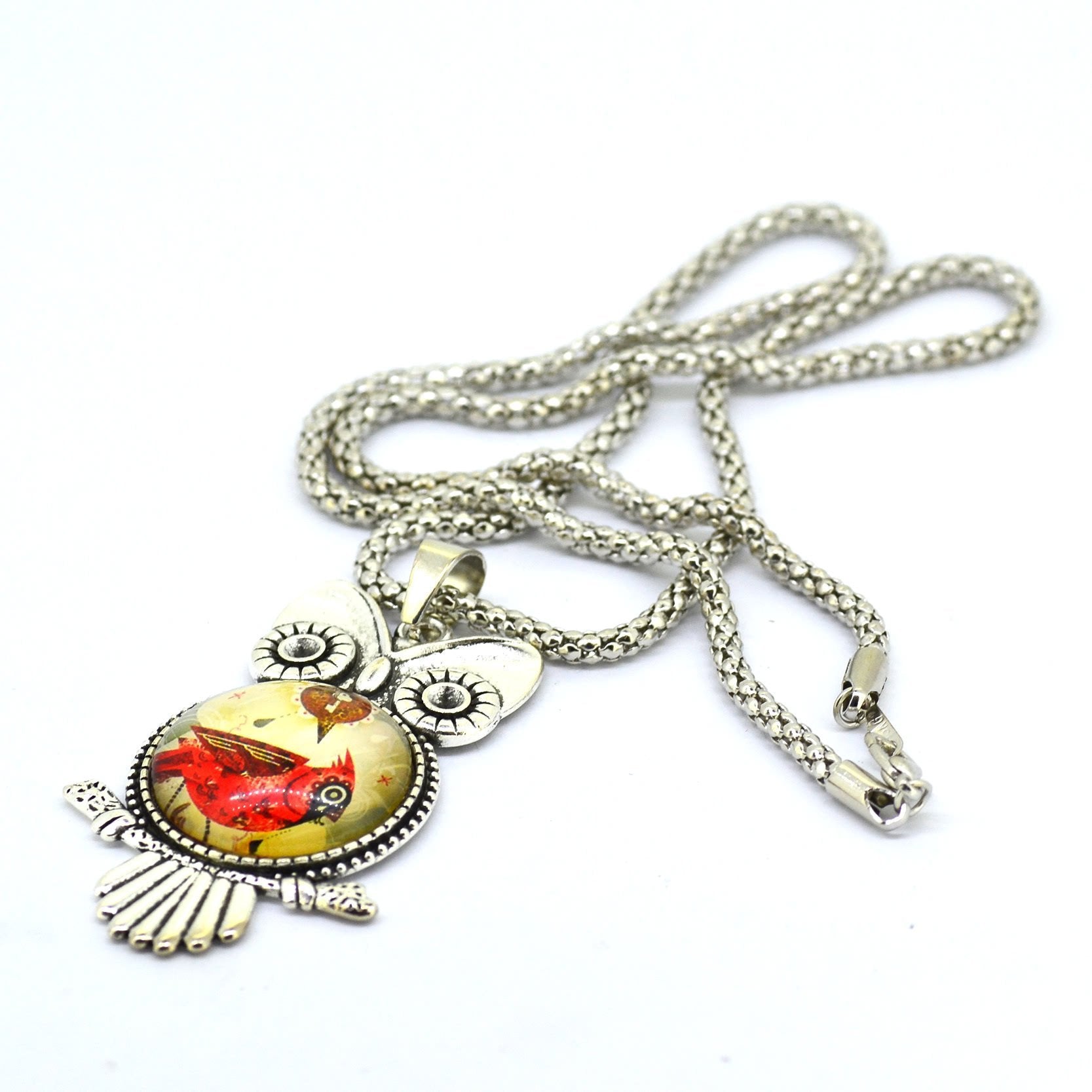 Stainless Steel Owl Pendant Necklace -